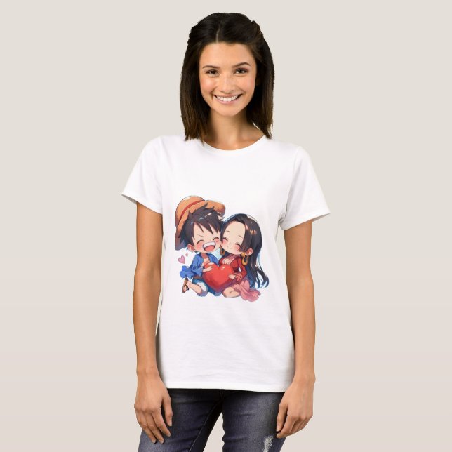 Luffy & Boa Hancock Women’s T-Shirt (Frente Completa)