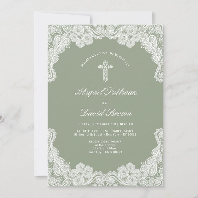 Lugar Branco no Convite para Casamento Verde de Sa (Frente)