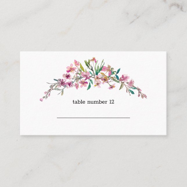 Lugar Cartão de Acompanhamento de Casamento Floral com F (Frente)