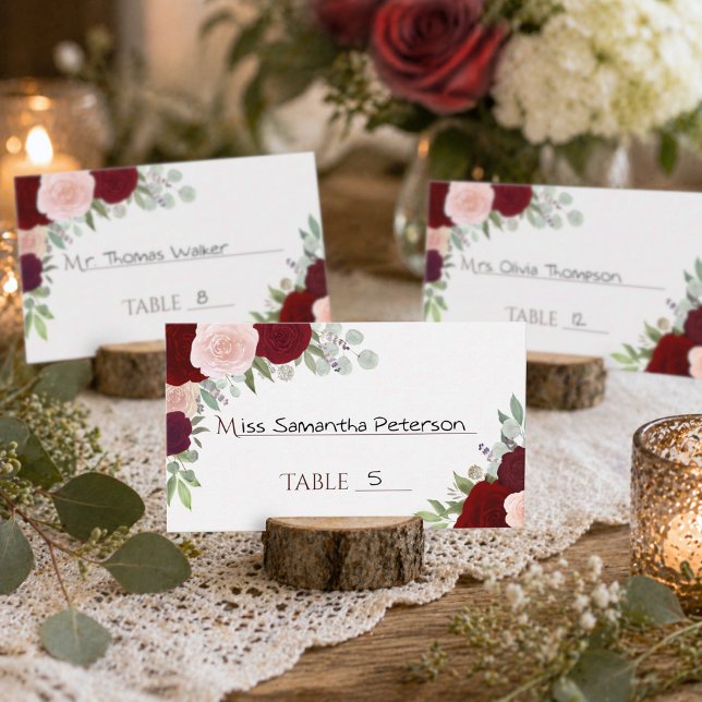Lugar Cartão de Acompanhamento de Casamento Rosas Vermel (Display Suggestion)