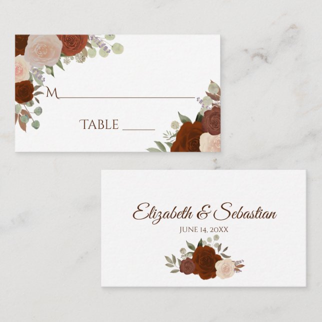 Lugar Cartão de Acompanhamento Escrito Casamento Rosas L (Frente/Verso)