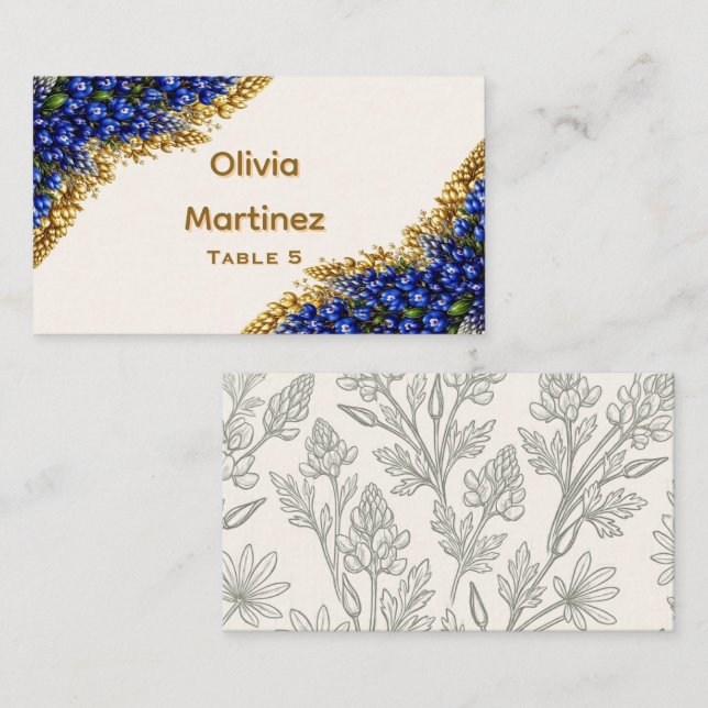 Lugar Cartão de Assento de Casamento Texas Bluebonnet (Frente/Verso)