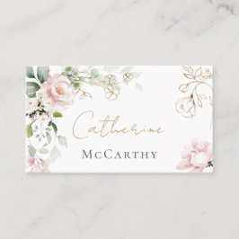 Lugar Cartão de Casamento Foliar de Rosas Rosa