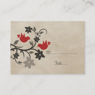 Lugar Cartão de Colocação Red Floral Lovebird