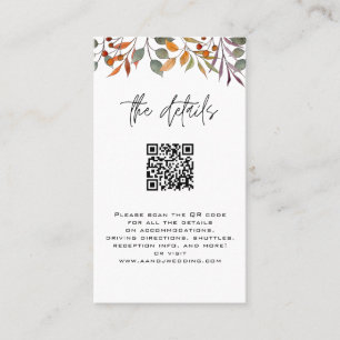 Lugar Cartão de detalhes com Casamento outono QRcode