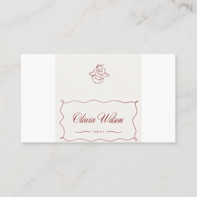 Lugar Cartão de Local de Casamento Querubim Vermelho – M (Frente)