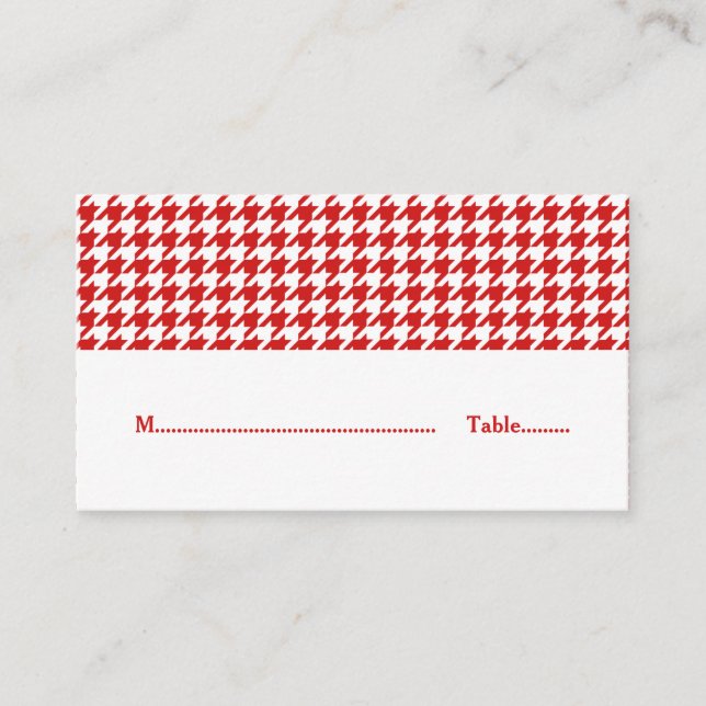 Lugar Cartão de Local de Casamento Red Houndstooth (Frente)