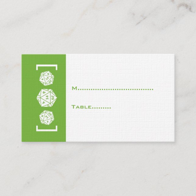 Lugar Cartão de Local para Jogador de Dice Verde D20 (Frente)