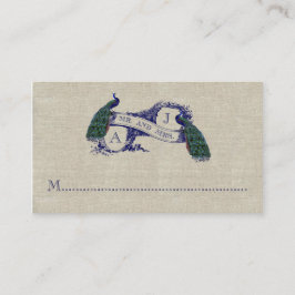 Lugar Cartão de Local Russo de Casamento Linen Peacock