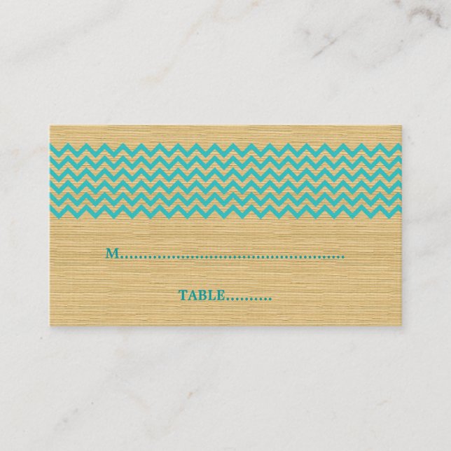 Lugar Cartão de Localidade Chevron Rustic Teal (Frente)