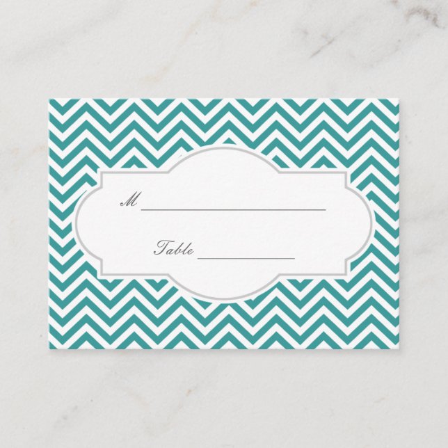 Lugar Cartão de Localidade Clássico Chevron-Teal Stripes (Frente)