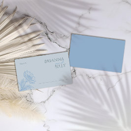 Lugar Cartão de Localidade Floral Azul Minimalista