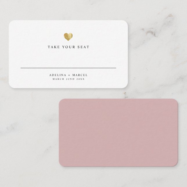 Lugar Cartão de Mesa de Casamento Dourado Elegante Moder (Frente/Verso)