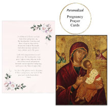 Cartão de Oração de Gravidez Theotokos e Menino Je