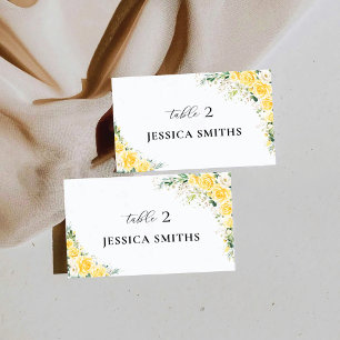 Lugar Cartão de Posicionamento Floral Amarelo Elegante P