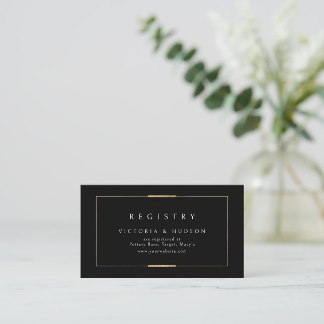 Lugar Cartão de Registro Simples de Brida Preto Elegance (Em pé/Frente)