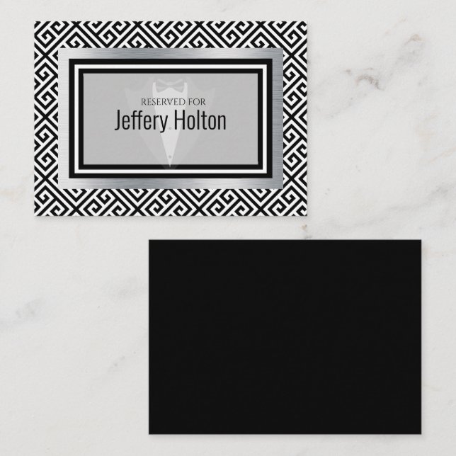 Lugar Cartão de solteiro preto e prateado (Frente/Verso)