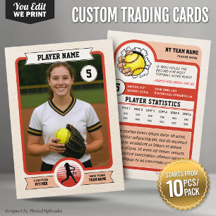Lugar Cartão de Troca de Softbol Personalizado Vintage 1