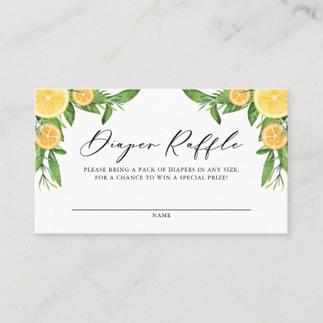 Lugar Cartão Raffle para Chá de fraldas de limões e lara (Frente)