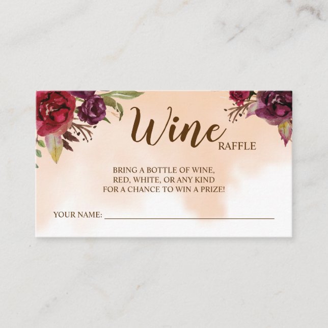 Lugar Casamento com Raffle de Vinho | Cartão de Chá de p (Frente)