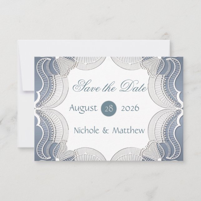 Lugar Elegante no Casamento Azul Salve os Cartões  (Frente)