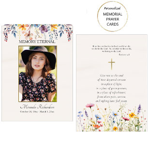 Lugar Flores Selvagens Ortodoxo Cartão de Oração Funerár