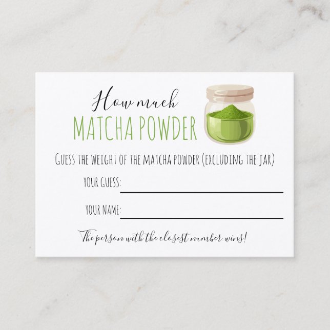 Lugar Jogo de Cartão de Tema de Matcha para Festa de Adi (Frente)