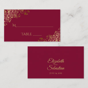 Lugar Lace Dourada Elegante Cartão de Acompanhamento de