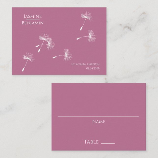 Lugar Local de Casamento de Dandelion Whimsical / Cartão (Frente/Verso)