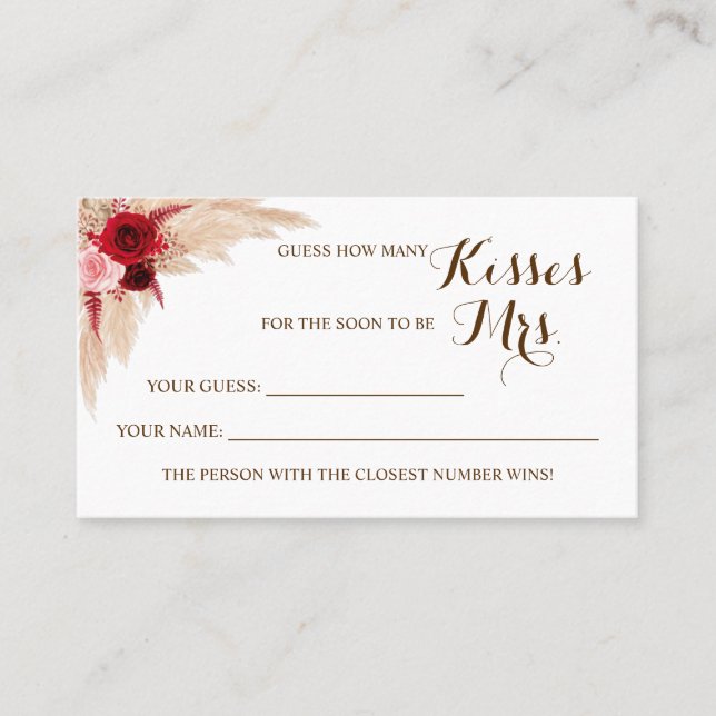 Lugar Pampas Quantos Kisses para o cartão de jogo da Sra (Frente)