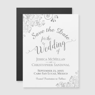 Lugar prateado no casamento branco Salve o ímã de