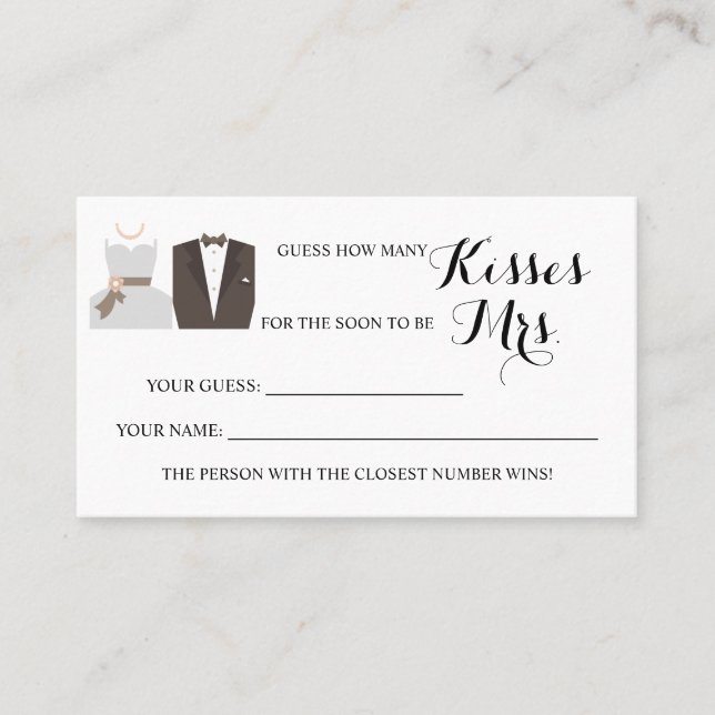 Lugar Quantos beijos para o cartão de jogo da Sra. B & G (Frente)