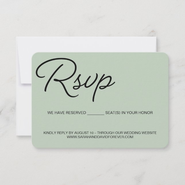 Lugar reservado para casamento com RSVP moderno e  (Frente)