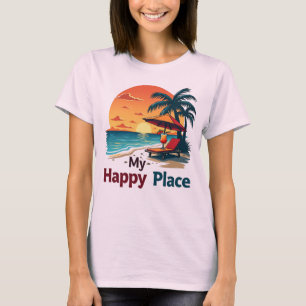 Lugar Tropical Sunset Beach Happy Place T-Shirt fe