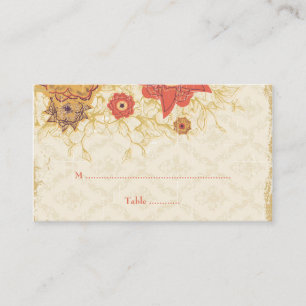 Lugar Vintage red gold poppy flores cartão de casamento