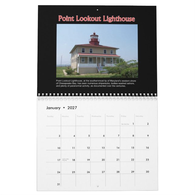 Lugares assombrados no calendário de parede dos (Jan 2027)