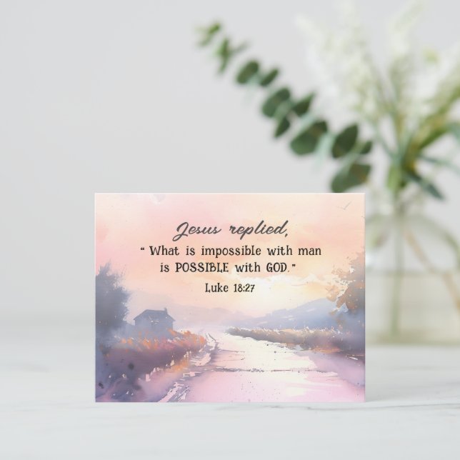 Luke 18:27 Possível com o Cartão de Bíblia de Jesu (Em pé/Frente)