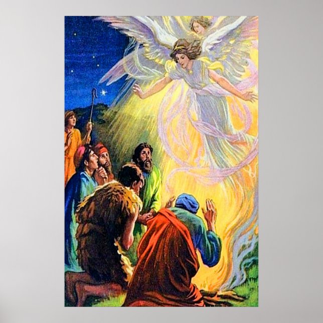 Luke 2:8-14 AngelsDiga ao poster de Nascimento do  (Frente)