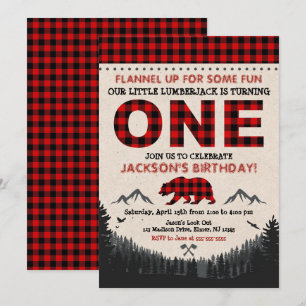 Lumberjack Aniversário Convite Xadrez de Buffalo