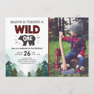 Lumberjack Birthday Convite para Floresta Selvagem