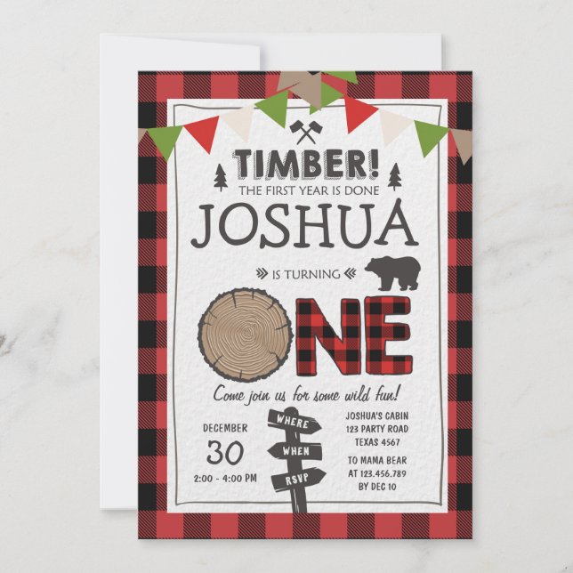 Lumberjack Birthday - Convite para o Aniversário d (Frente)