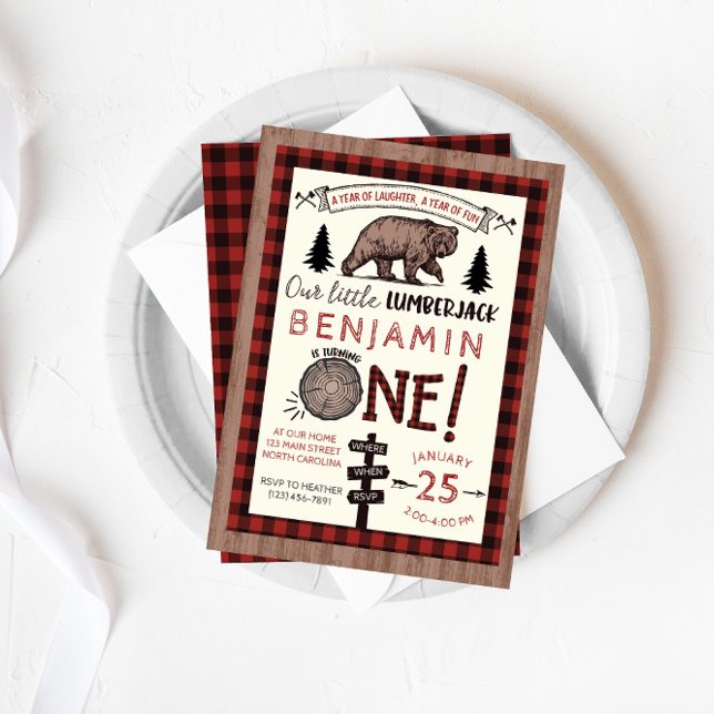 Lumberjack Birthday - Convite para o Aniversário d (Criador carregado)