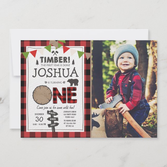 Lumberjack Birthday - Convite para o Aniversário d (Frente)