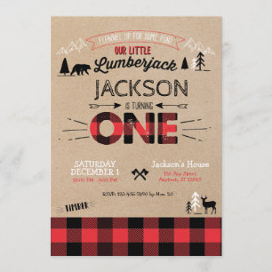 Lumberjack Flannel Primeiro Convite de Aniversário