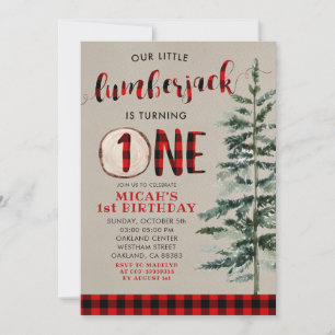 Lumberjack Red Xadrez Primeiro Convite de Aniversá