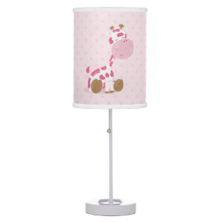 Luminária De Mesa Baby Safari Pink Sleepy Giraffe Nursery Art Gift