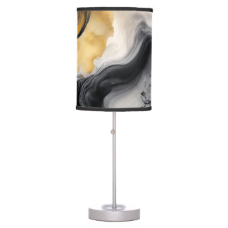 Luminária De Mesa Marble Preto e Dourado de Aquarela