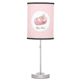 Luminária De Mesa Padrão de Bolinhas rosa do Urso Cinzento