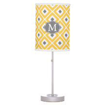 Padrão de Diamante Amarelo, Cinza, Ikat Branco