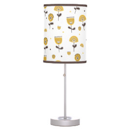 Luminária De Mesa Padrão Floral Amarelo do meio século
